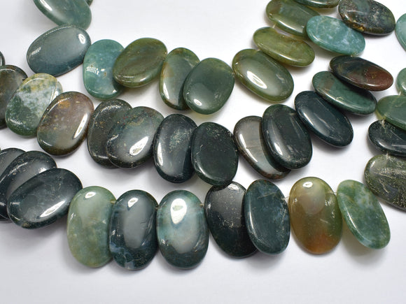 Moss Agate 20x30mm Overlapping Oval Beads, Side Drilled-BeadBeyond