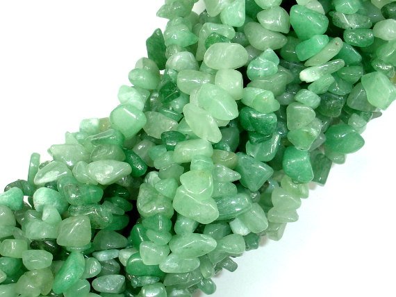 Green Aventurine, 4-9 mm Chips Beads, Long Strand