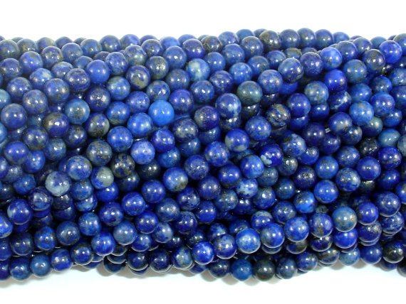 Natural Lapis Lazuli, 4mm (4.7mm) Round Beads-BeadBeyond
