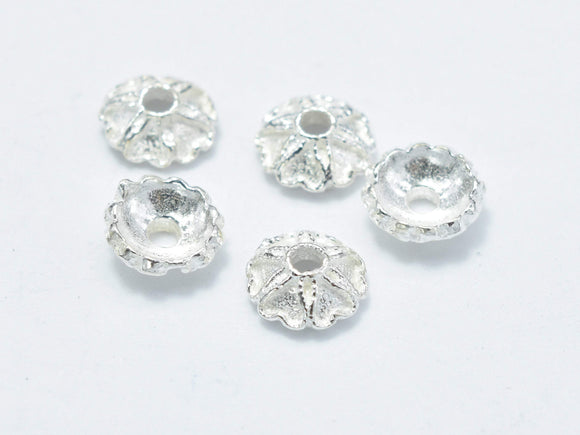 10pcs 5.8mm 925 Sterling Silver Bead Caps, 5.8x2.2mm Flower Bead Caps-Metal Findings & Charms-BeadBeyond