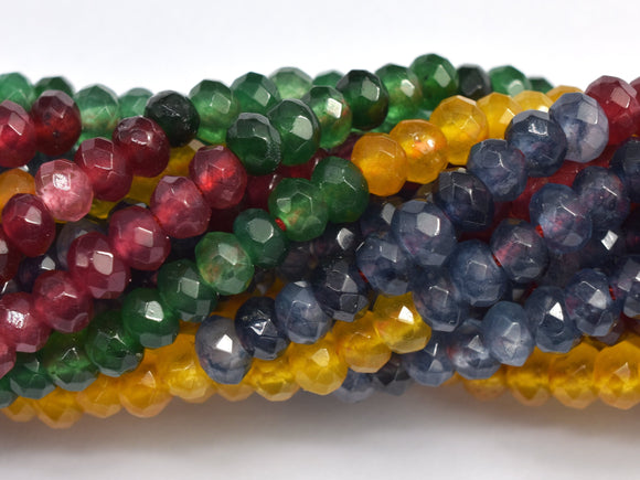 Jade - Multi Color 3x4mm Faceted Rondelle, 14 Inch-BeadBeyond
