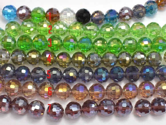 Crystal Glass Beads, 12mm Faceted Round Beads with AB, 12 beads-Pearls & Glass-BeadBeyond