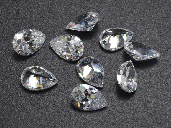 Cubic Zirconia Loose Gems - Faceted Pear, 1piece-Cubic Zirconia-BeadBeyond