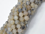 Matte Dragon Vein Agate Beads, Black & White, 8mm Round Beads-Agate: Round & Faceted-BeadBeyond