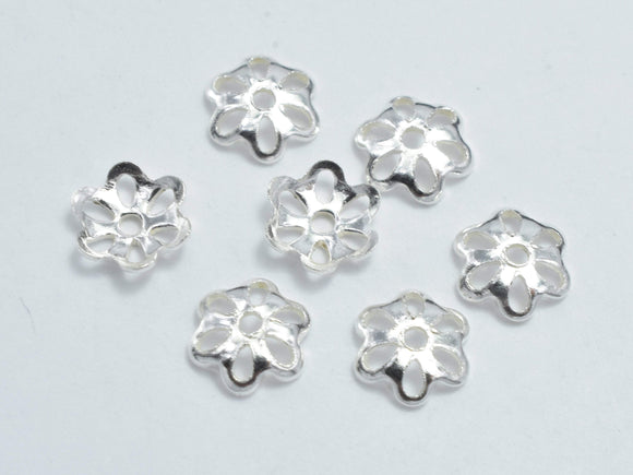 40pcs 925 Sterling Silver Bead Caps, 5x1.2mm Flower Bead Caps-Metal Findings & Charms-BeadBeyond