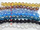 Crystal Glass Beads, 12mm Faceted Round Beads with AB, 12 beads-Pearls & Glass-BeadBeyond
