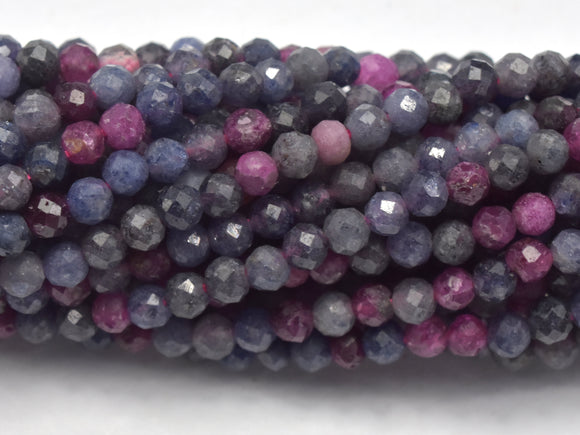 Blue Sapphire, Ruby, 3mm (3.3mm) Micro Faceted Round-Gems: Round & Faceted-BeadBeyond