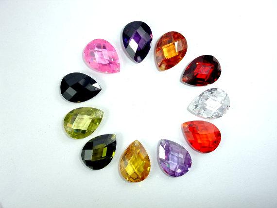 CZ beads, 13x18mm Faceted Pear Briolette-Cubic Zirconia-BeadBeyond