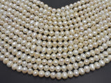Fresh Water Pearl Beads-White, 7-8mm Potato Beads-Pearls & Glass-BeadBeyond