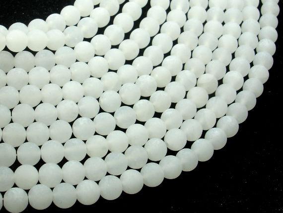 Matte White Jade Beads, 6mm Round Beads-Gems: Round & Faceted-BeadBeyond
