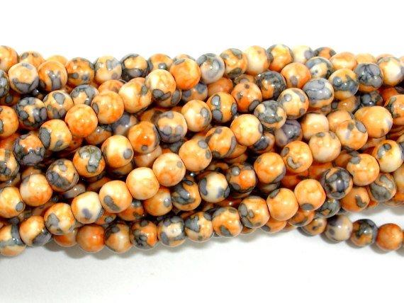 Rain Flower Stone, Orange, 4mm Round Beads-Gems: Round & Faceted-BeadBeyond