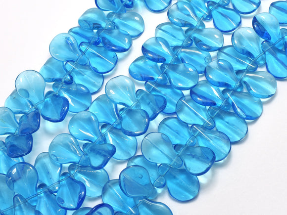 Glass Beads-Blue, 13x19mm Leaf beads, 10 Inch-BeadBeyond