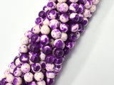 Rain Flower Stone, Purple, White, 8mm Round Beads-BeadBeyond