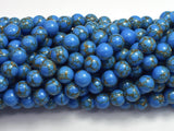 Howlite Turquoise - Blue with Gold Line, 8mm (8.3mm)-BeadBeyond