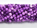 Rain Flower Stone, Purple, White, 6mm Round Beads-BeadBeyond
