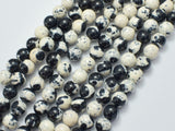 Rain Flower Stone Beads, Black, White, 8mm Round Beads-BeadBeyond