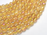 Mystic Coated Citrine, 8mm Faceted Round, AB Coated-BeadBeyond