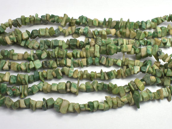 Green Spot Jasper, 4-8mm Chips Beads, 35 Inch-BeadBeyond