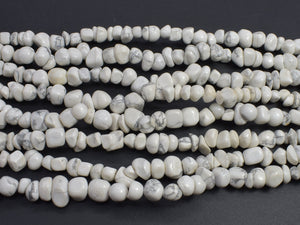 White Howlite, 5-10mm Pebble Chips Beads, 34 Inch-BeadBeyond