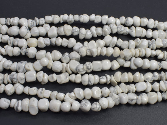 White Howlite, 5-10mm Pebble Chips Beads, 34 Inch-BeadBeyond