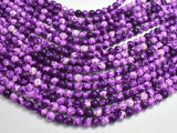 Rain Flower Stone, Purple, White, 6mm Round Beads-BeadBeyond