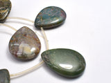 Indian Agate, Fancy Jasper, 30x40mm Flat Teardrop, Side Drilled-BeadBeyond