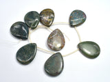 Indian Agate, Fancy Jasper, 30x40mm Flat Teardrop, Side Drilled-BeadBeyond