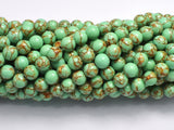 Howlite Turquoise - Green with Gold Line, 6mm (6.4mm)-BeadBeyond