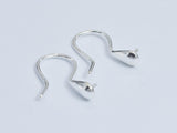 4pcs 925 Sterling Silver Ear Wires, Earring Hook, Fishhook Setting, 10x15mm-BeadBeyond