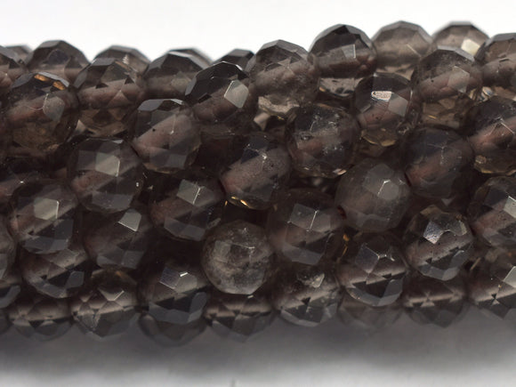 Smoky Quartz, 4mm Micro Faceted Round-BeadBeyond