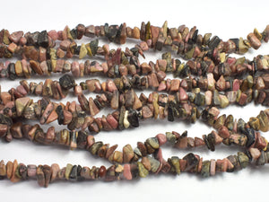 Rhodonite, 4-9mm Chips, 34 Inch-BeadBeyond