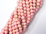 Shell Howlite-Pink, with Trochus Shell, 6mm (6.5mm)-BeadBeyond