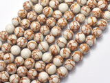 White Howlite - White with Gold Line, 8mm (8.3mm)-BeadBeyond