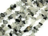 Black Rutilated Quartz, 4mm - 9mm Chips Beads, Long full strand-BeadBeyond