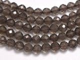 Smoky Quartz, 4mm Micro Faceted Round-BeadBeyond