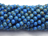 Howlite Turquoise - Blue with Gold Line, 6mm (6.4mm)-BeadBeyond