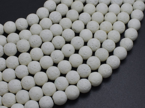 White Lava Beads, 8mm Round Beads, 15 Inch-BeadBeyond
