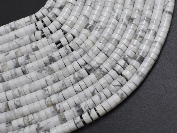 White Howlite, 2x4mm, Heishi Disc-BeadBeyond