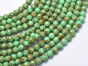 Howlite Turquoise - Green with Gold Line, 6mm (6.4mm)-BeadBeyond