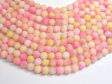 Matte Jade - Pink & Yellow, 8mm Round-BeadBeyond