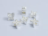 4pcs 925 Sterling Silver Beads, 6.5x6.5mm Four Pointed Star-BeadBeyond