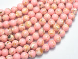 Shell Howlite-Pink, with Trochus Shell, 8mm (8.5mm) Round-BeadBeyond
