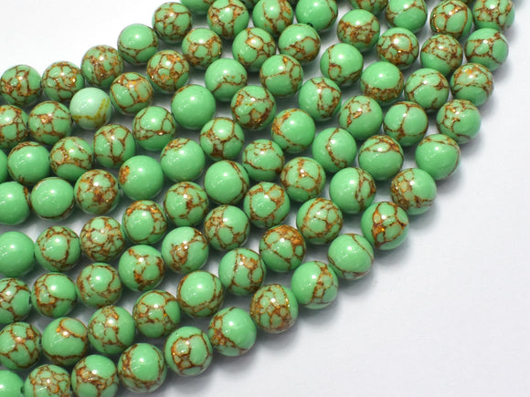 Howlite Turquoise - Green with Gold Line, 8mm (8.3mm)-BeadBeyond