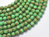 Howlite Turquoise - Green with Gold Line, 8mm (8.3mm)-BeadBeyond