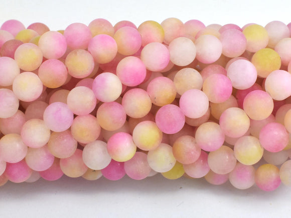 Matte Jade - Pink & Yellow, 6mm Round-BeadBeyond