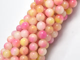 Jade - Pink & Yellow, 8mm Round-BeadBeyond