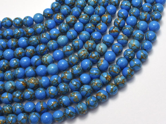 Howlite Turquoise - Blue with Gold Line, 6mm (6.4mm)