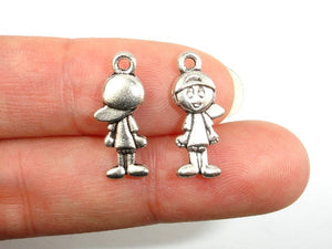 Boy Charms, Zinc Alloy, Antique Silver Tone, 8x19 mm, 20 pcs-BeadBeyond