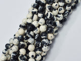 Rain Flower Stone Beads, Black, White, 8mm Round Beads-BeadBeyond