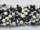 Rain Flower Stone Beads, Black, White, 8mm Round Beads-BeadBeyond